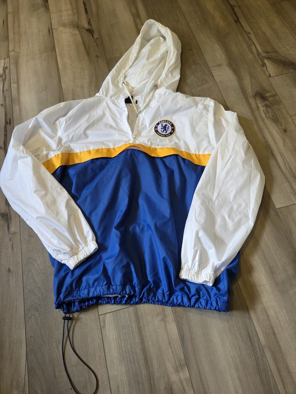 Chelsea FC White & Blue Hooded Windbreaker with Yellow Trim
